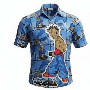 Vtg 90s Y2K  UP RO'S Allover Print Shirt Hip Hop DJ Urban Artist Rap Graffiti XL